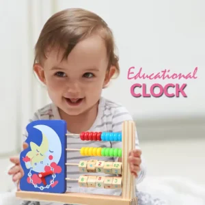Wooden Educational Clock Toy for Kids with Animal Shapes and Colorful Numbers
