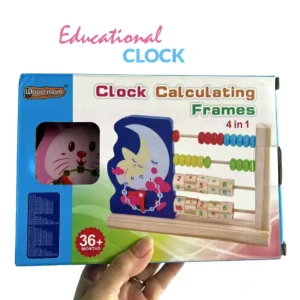 Kid Learning Time and Numbers with Wooden Educational Toy Clock